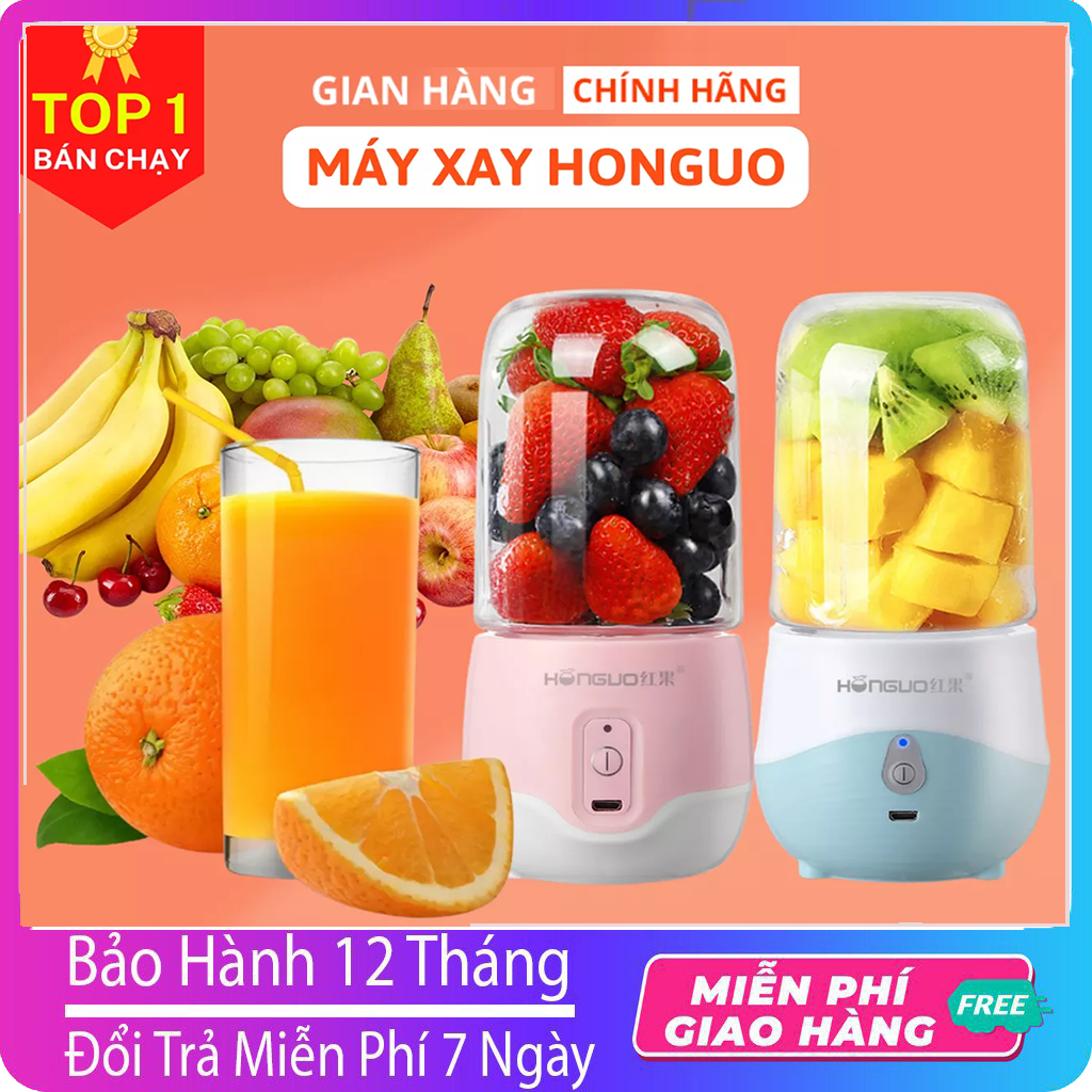 Máy xay sinh tố cầm tay đa năng honguo dung tích 300ml xay nhanh an toàn thiết kế sang trọng chắc chắn