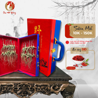 Hộp Quà Tặng Nhân Sâm Tự Nhiên Cao Cấp - Bạch Sâm Thượng Hạng 12-15 Năm Tuổi - Trọn Vẹn Tâm Ý Người Tặng - Sâm Đế Vương