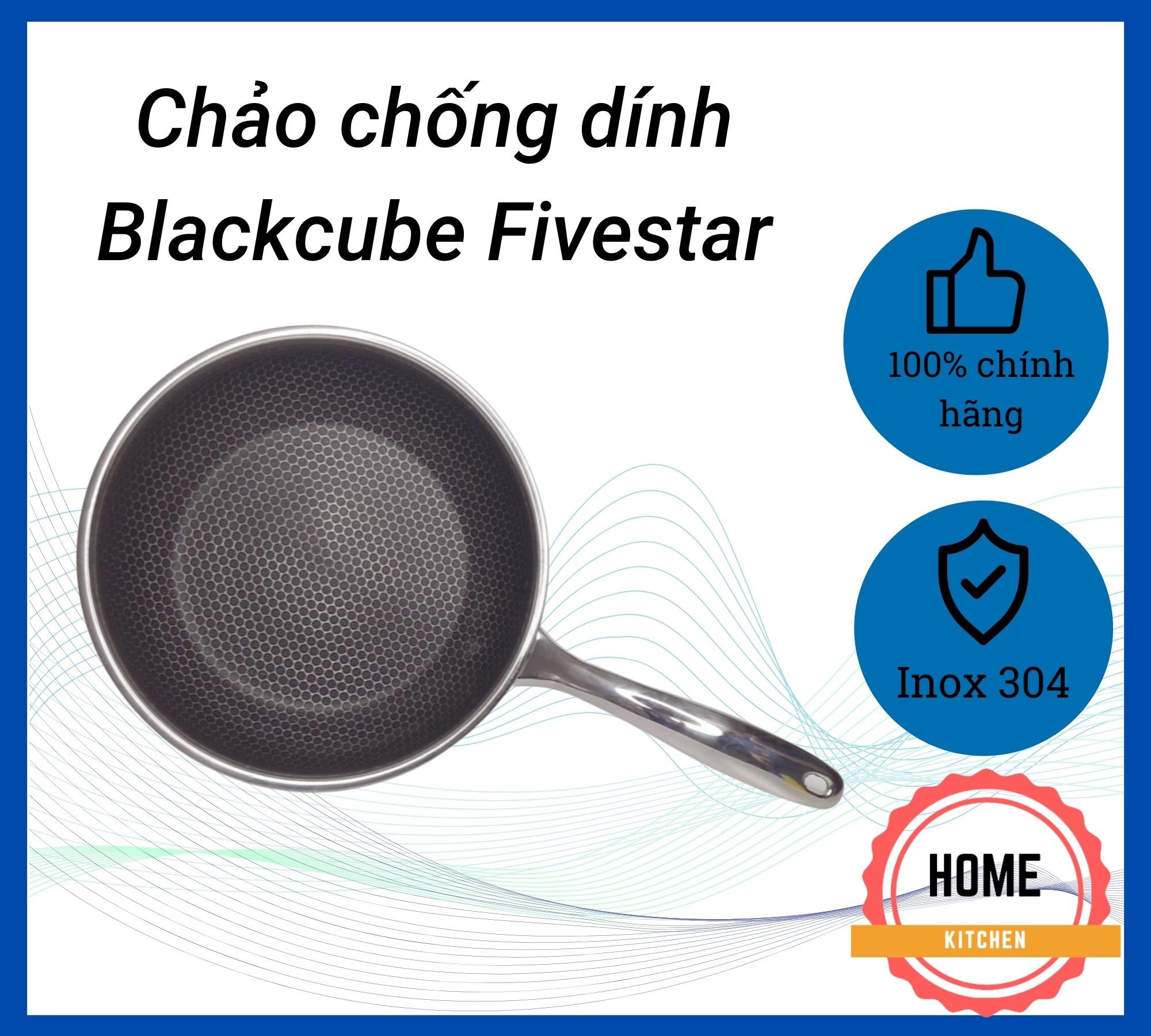 Chảo chống dính bếp từ Blackcube Fivestar. Inox 304 dày dặn, chống xước. Bền đẹp hàng chuẩn chính hãng