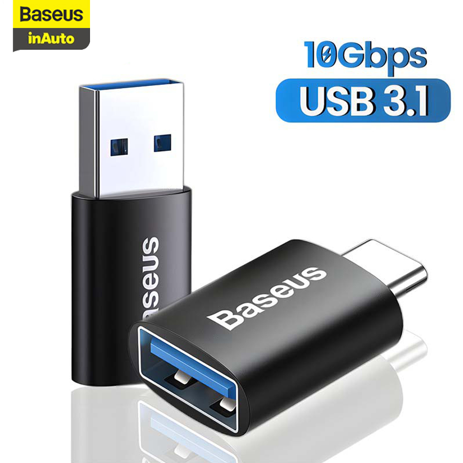 OTG Bộ chuyển đổi Baseus inauto USB C sang USB A 10Gbps Đồng bộ hóa dữ liệu cho Macbook Samsung Xiaomi Oppo...