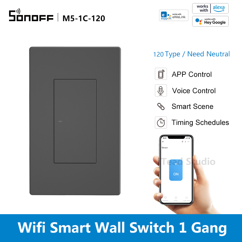 Công tắc gắn tường thông minh ITEAD SONOFF M5 120 Công tắc đèn thông minh Wifi Loại công tắc nút nhấn US Công tắc thông minh eWeLink APP Điều khiển bằng giọng nói Công tắc nhà thông minh, Điều khiển hai chiều qua R5 Sence Switch