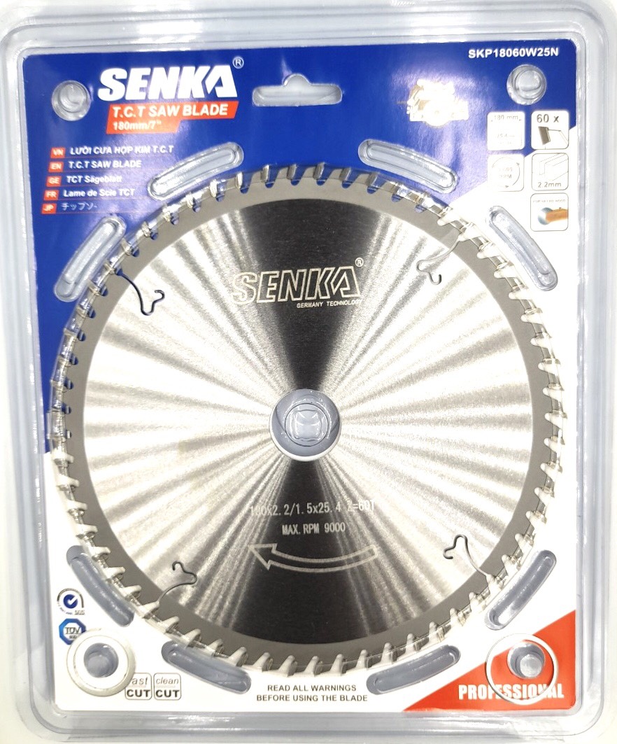 SENKA 1PC TCT circular saw blade professional for nailed wood 7'' 180mm, Selec 18 24 40 60 teeth type - abor 20mm or 25.4mm
