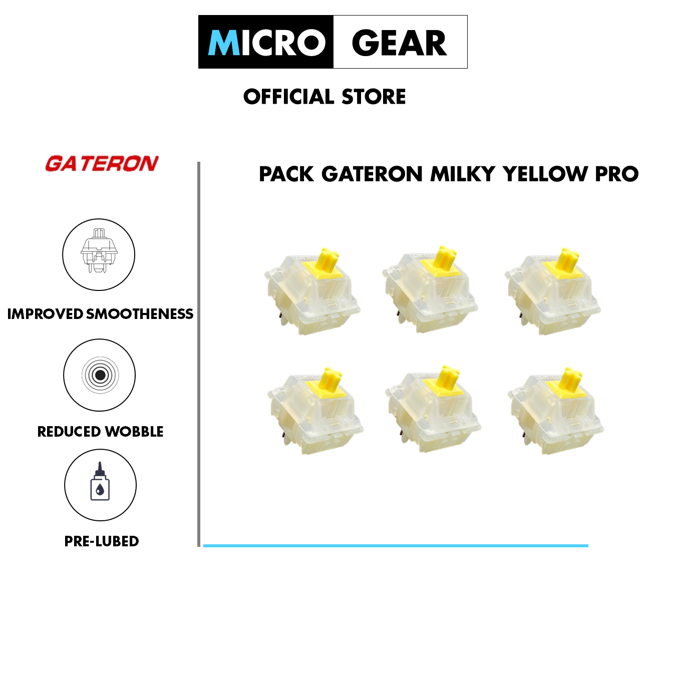 Gói Công tắc phím cơ - Switch Gateron Milky Yellow Pro - Pack 30/35/45/87/104