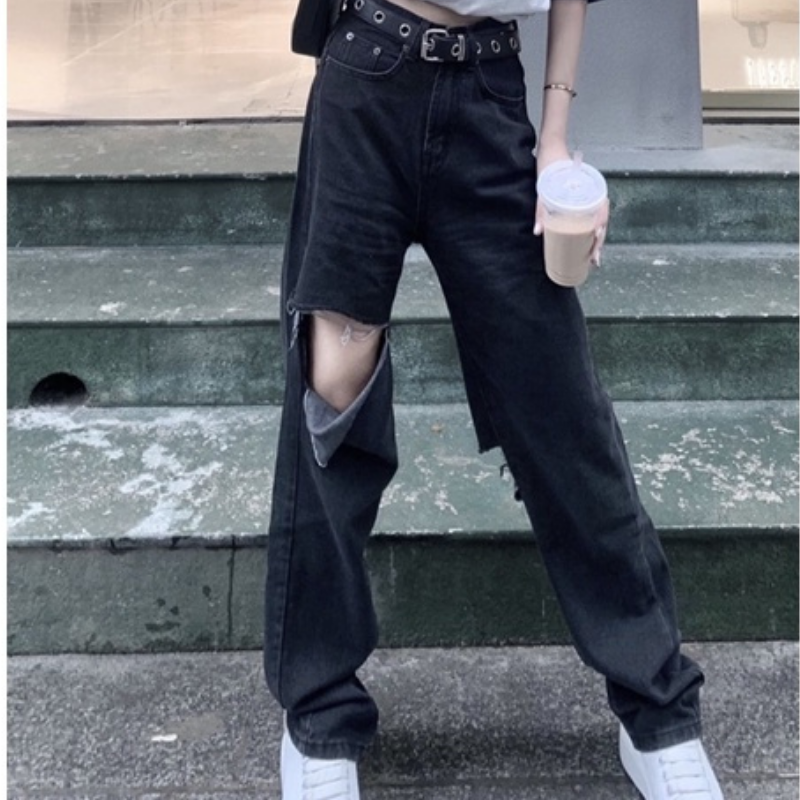 Bigsize quần jeans bigsize, ống suông, rộng, lai cuốn basic, lưng cao, quần unisex