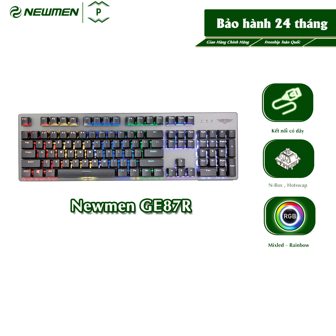 Bàn Phím Cơ Có Dây Gaming NEWMEN GE369 Hotswap, Khung Kim Loại, Keycap Double-Shots ABS Siêu Bền, LED Nền 20 Chế Độ Hiệu Ứng - Hàng Chính Hãng, Bảo Hành Toàn Quốc 24 Tháng
