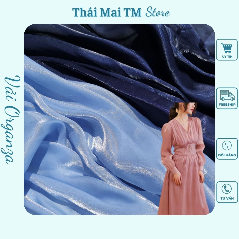 Vải voan tơ sóng Organza óng ánh sang trọng-Lên đầm cực đẹp TháiMaiTM