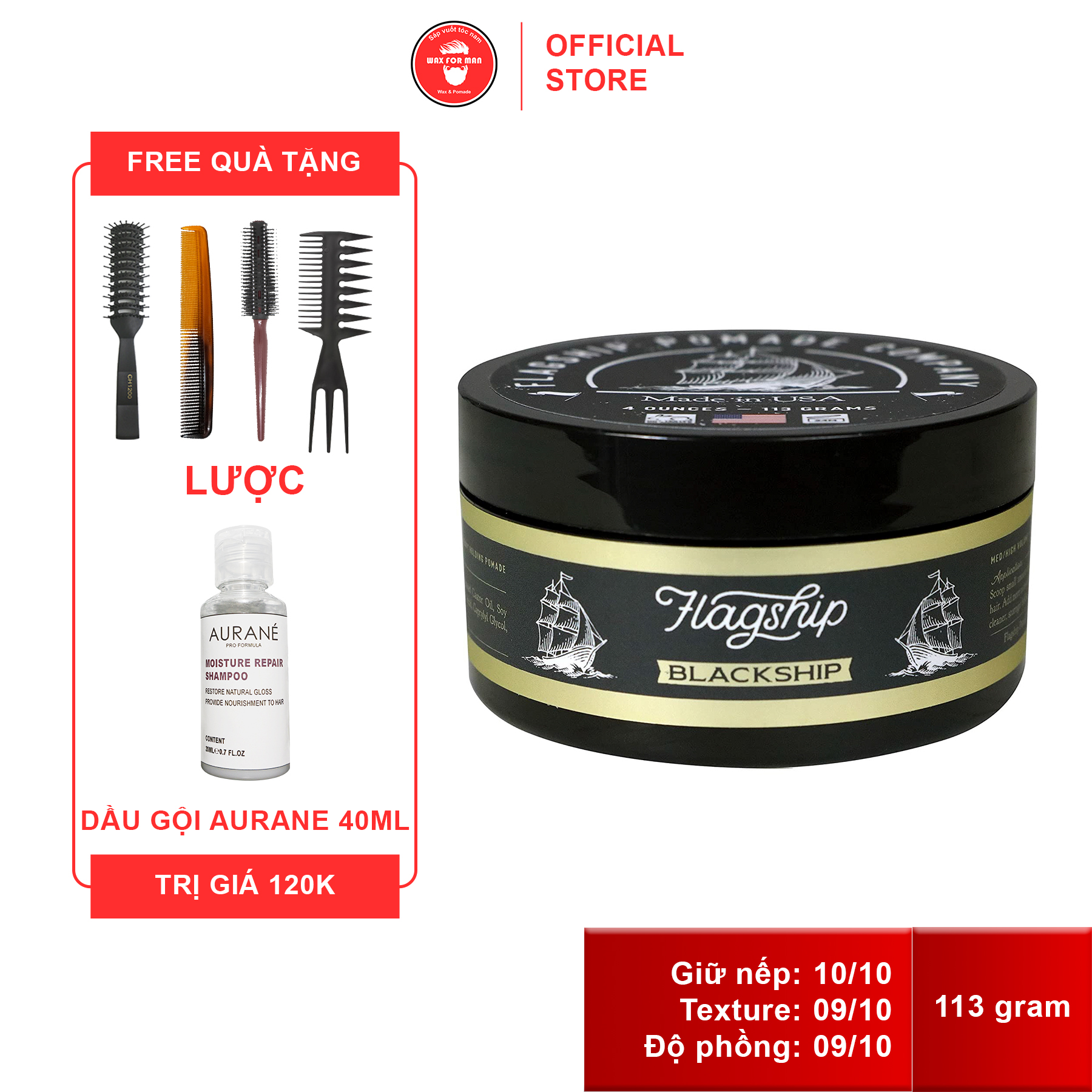 Sáp vuốt tóc Flagship Blackship Heavy Hold Pomade