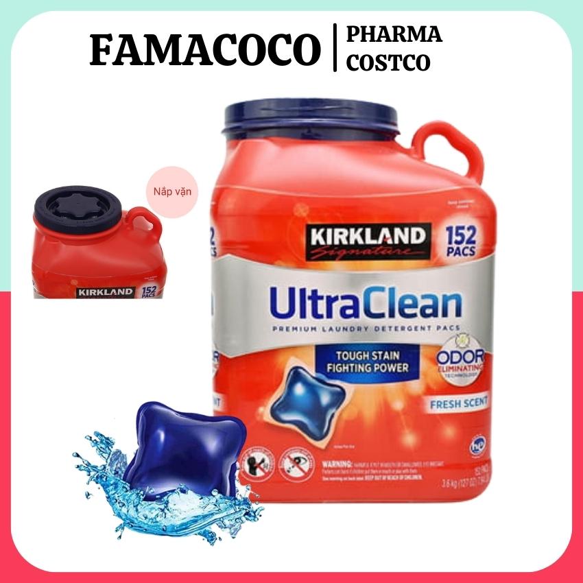  Viên giặt quần áo Kirkland Ultra Clean Thùng 152 viên - Nước giặt quần áo dạng viên của mỹ Giặt xả giữ màu mềm vải Thơm lâu Famacoco 