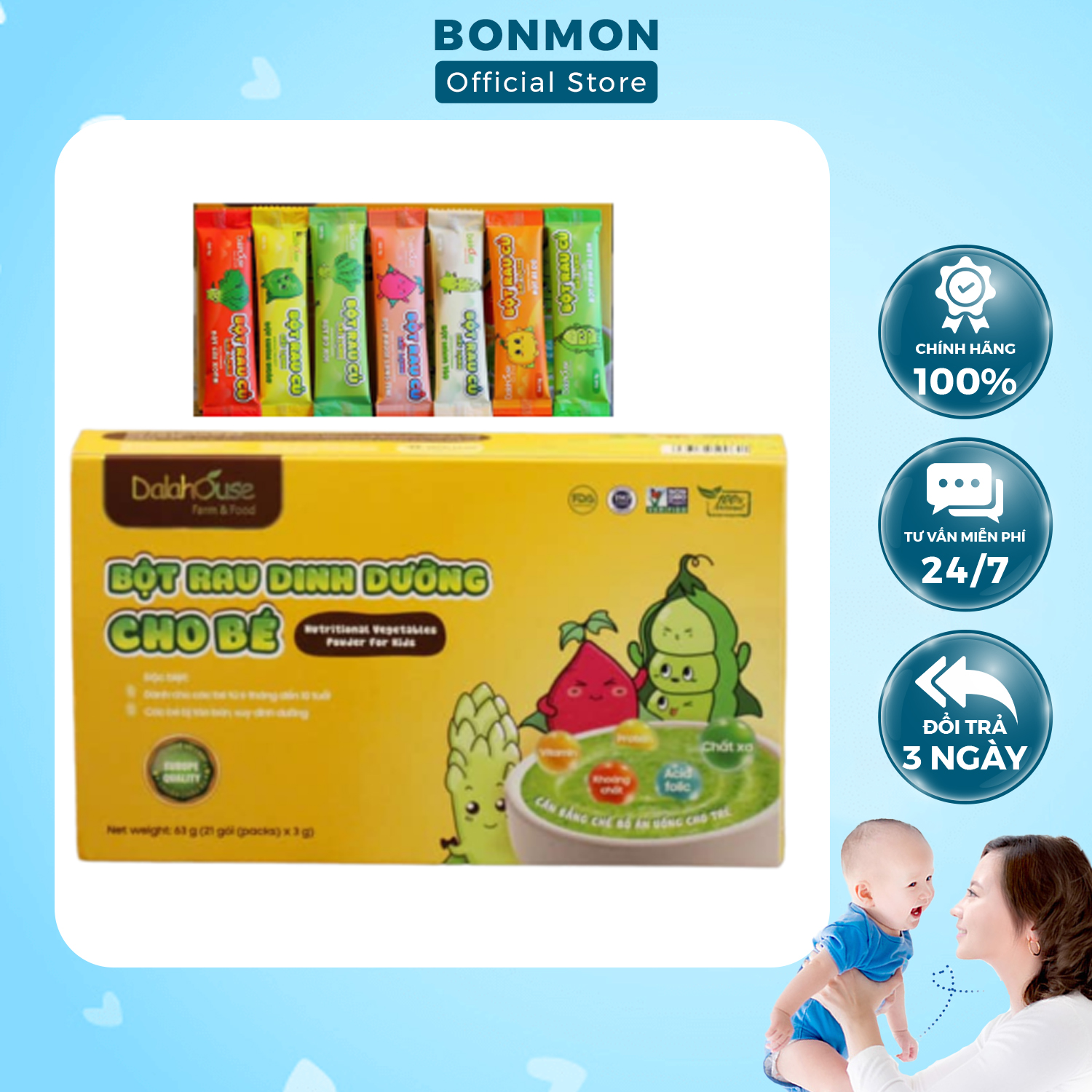 Bột rau củ dalahouse nguyên chất sấy lạnh dinh dưỡng 13 loại - bonmon store