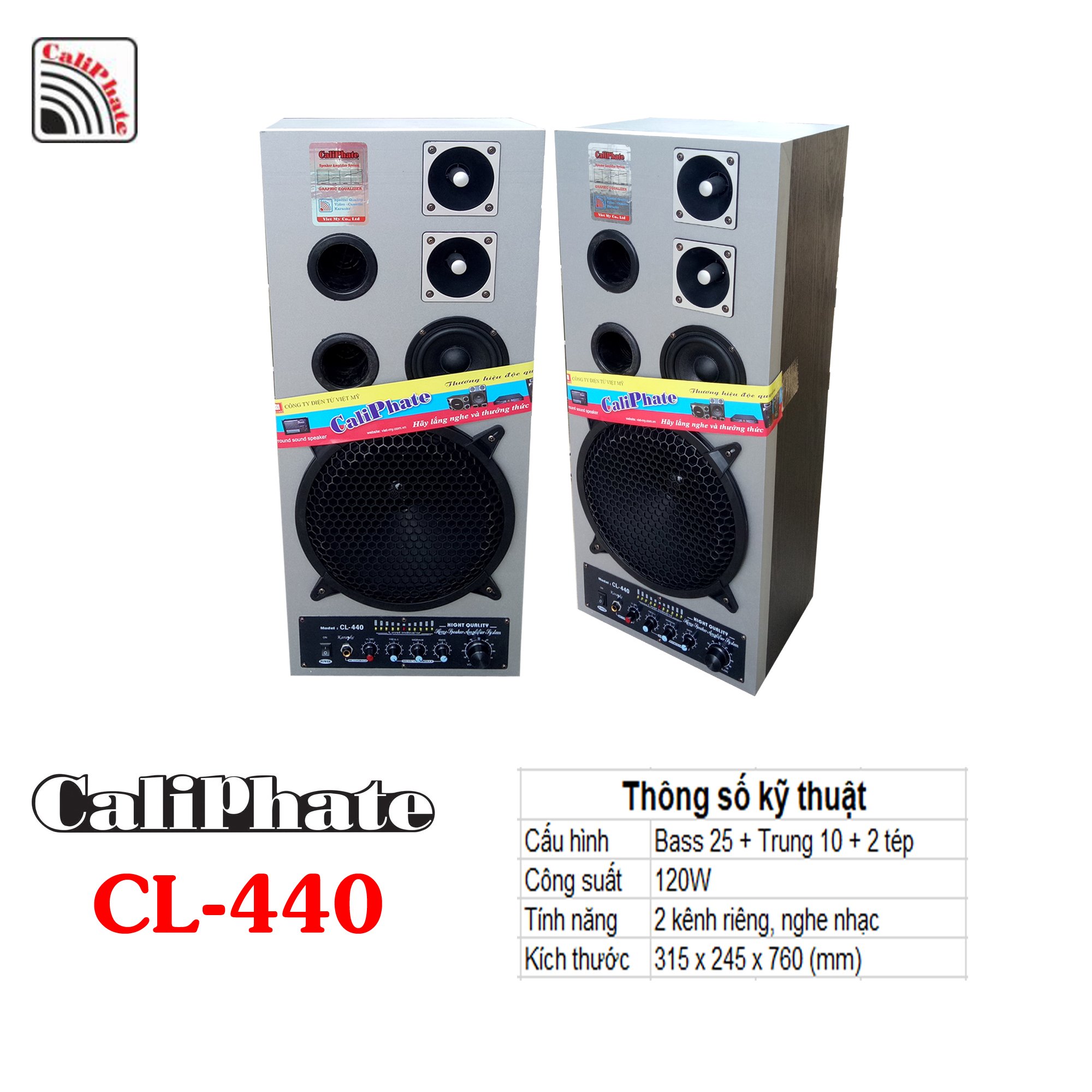 Loa liền kích caliphate bass 25 CL-440, loa liền kích tích hợp sẵn âm ly CL-420, Loa liền công suất bass 25 CL-440