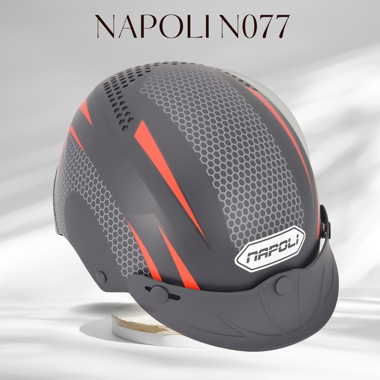 [HCM]Mũ bảo hiểm xe máy 1/2 đầu NAPOLI N077 Lưỡi trai- Nón bảo hiểm xe máy 1/2 đầu