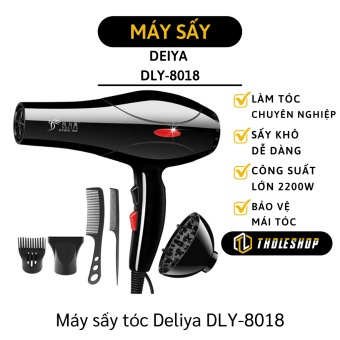 Tặng kèm 5 phụ kiện - Máy sấy tóc Deliya DLY-8018 công suất mạnh 2200W có 3 tốc độ nóng, 2 tốc độ gió có thể điều chỉnh