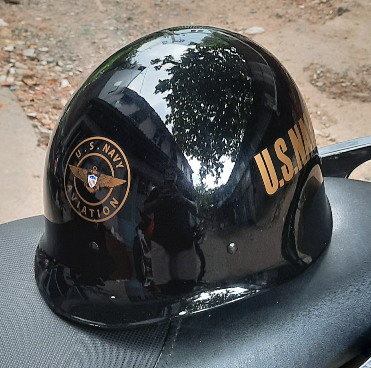 nón bảo hiểm lính mỹ us navy cao cấp đen bóng đen nhám lòng dây thoáng mát nhựa ABS