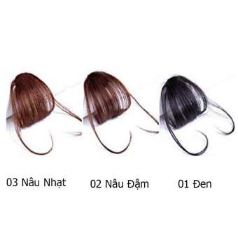 Tóc Mái thưa giả Có Mai Có Kẹp Màu Nâu Nhạt