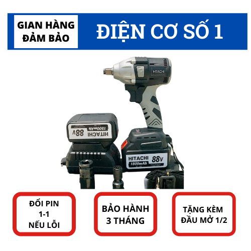 [HCM]Máy Siết bulong bắt vit khoan pin mở ốc xe ô tô Hitachi 118V - Có Chổi Than - Pin 10