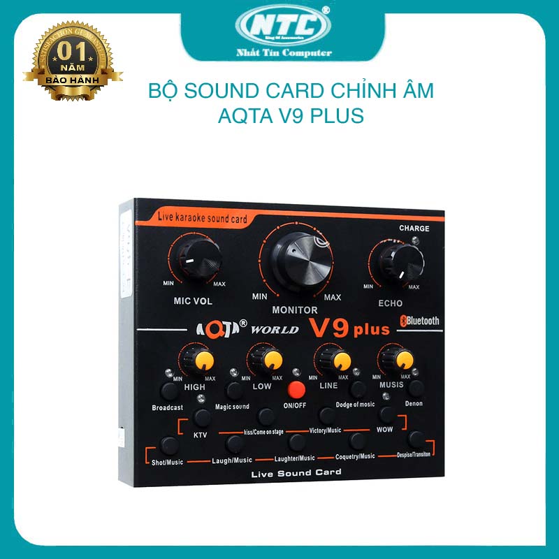Bộ sound card bluetooth AQTA V9 Plus thu âm livestream karaoke chuyên nghiệp Nhất Tín Computer