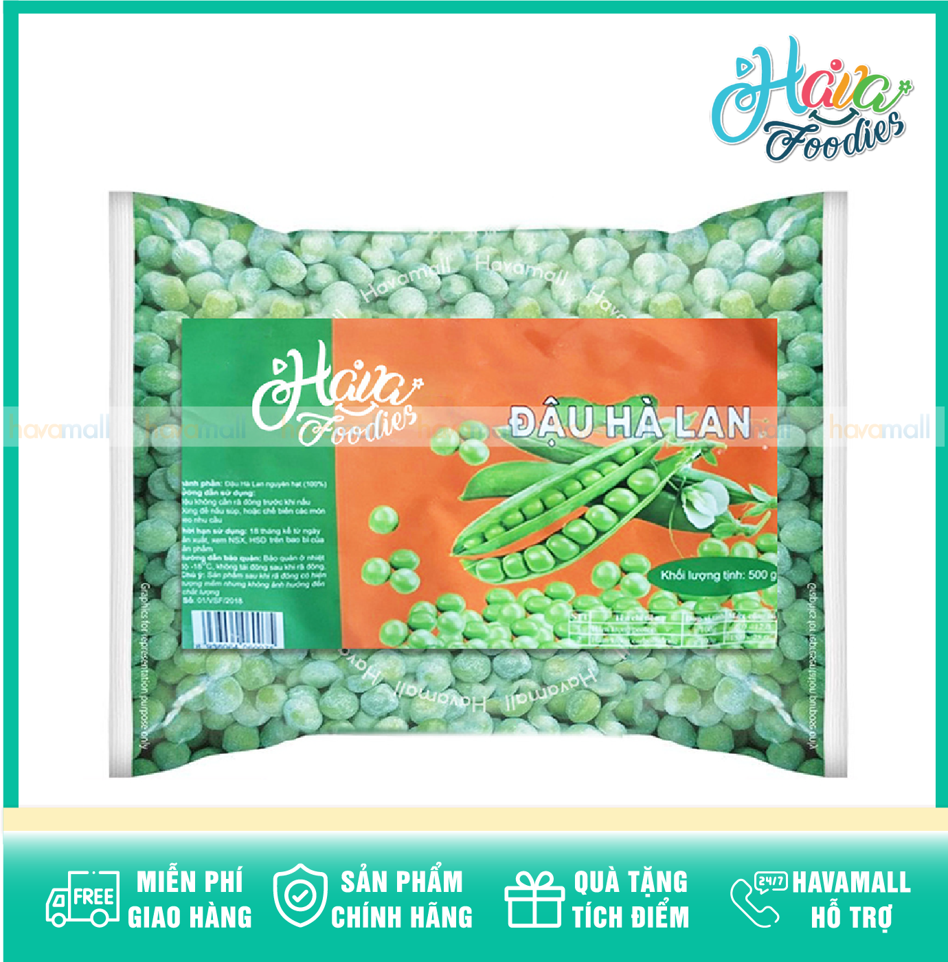 [CHỈ GIAO HỎA TỐC 2H TẠI HCM] Đậu Hà Lan Đông Lạnh Havafood 500g – Frozen Green Peas