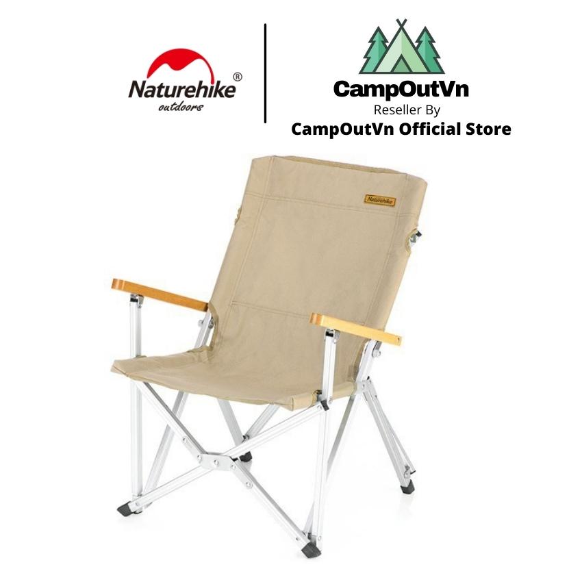 Naturehike ghế xếp du lịch naturehike campoutvn đồ cắm trại du lịch dã ngoại ghế gấp đen lưng tựa A030
