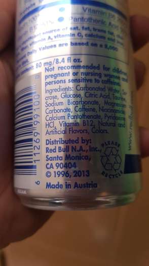 Nước Tăng Lực Redbull Mỹ 250ml