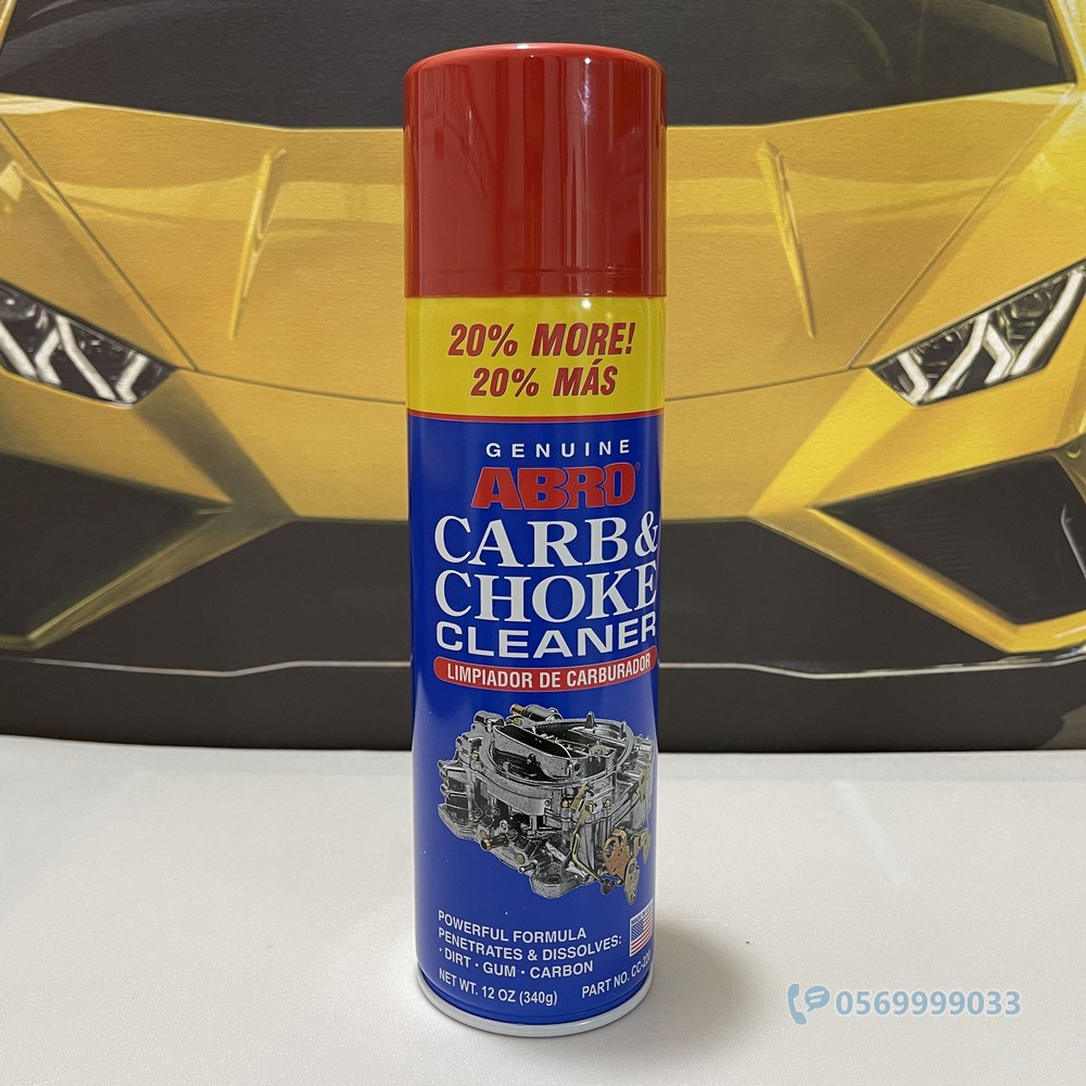 Vệ sinh bình xăng con cổ hút họng ga xe abro carb & choke cleaner 340g