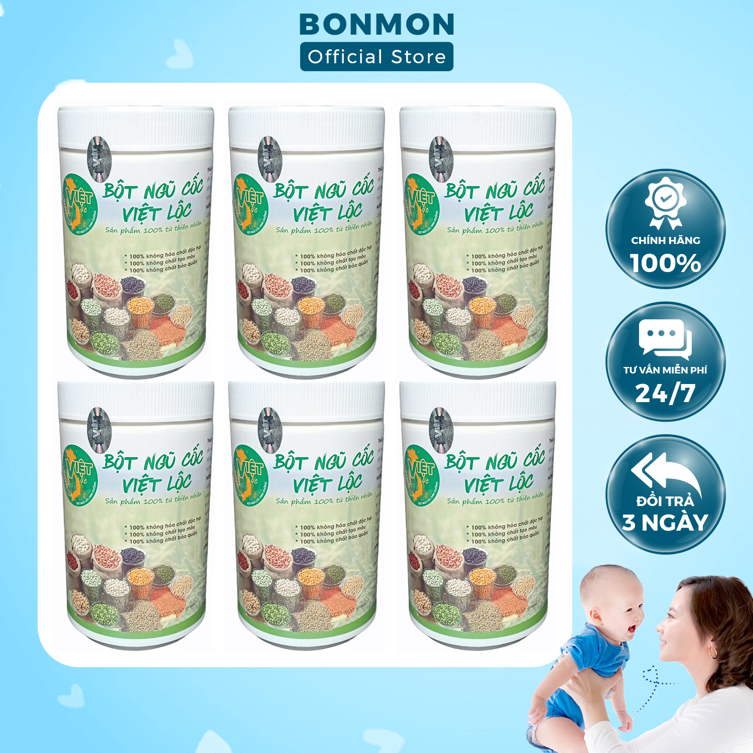 Sỉ 6 hộp ngũ cốc việt lộc, bột ăn dặm việt lộc tự chọn - bonmon store