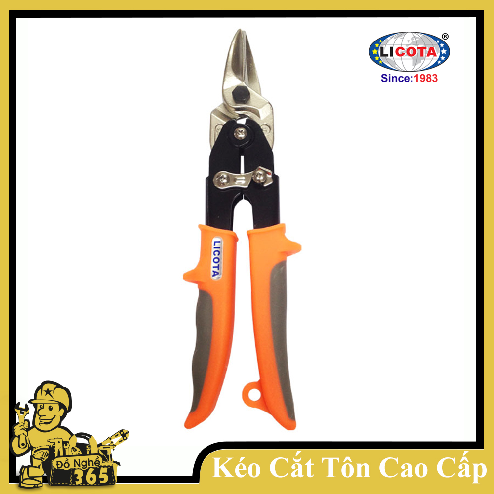 Kéo cắt tôn 10" cán cam Licota , lưỡi kéo được chế tạo bằng thép CRMO Cán được chế tạo bằng thép cao cấp, chịu áp lực cao, Có thể cắt theo 3 kiểu: cong trái, thẳng, cong phải