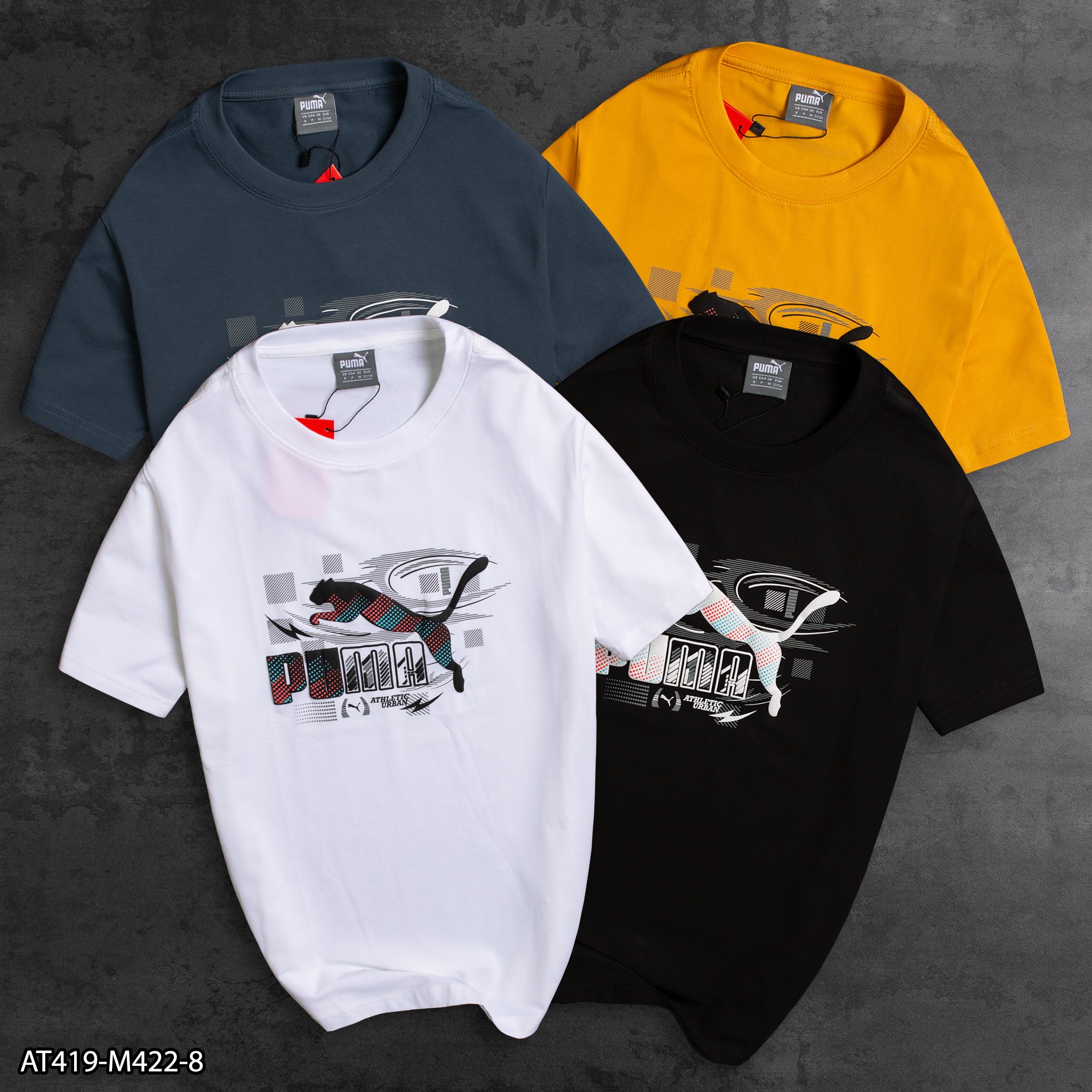Áo thun nam puma 100% cotton at419 - ép dán hoạ tiết trước vnxk