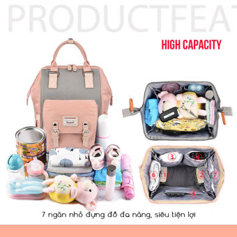 Balo bỉm sữa đa năng KidAndMom Dokoclub mới nhất giữ nhiệt bình sữa, chống thấm, 13 ngăn đựng đồ cho mẹ và bé