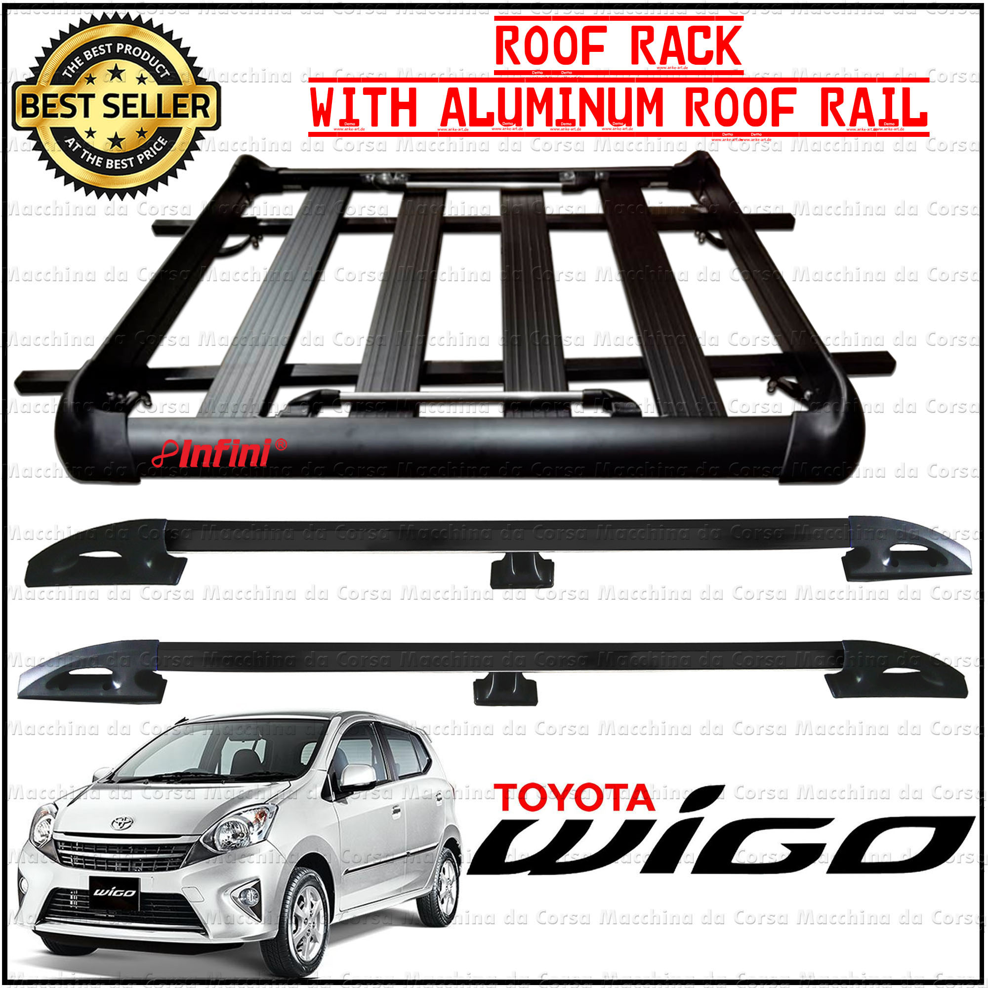 Toyota Wigo 2018 2022 Gen 2 INFINI Roof Basket 38x38 Clamp to Roof Rail Crossbar with Aluminum Clip Type Roof Rail Lazada Lazada PH