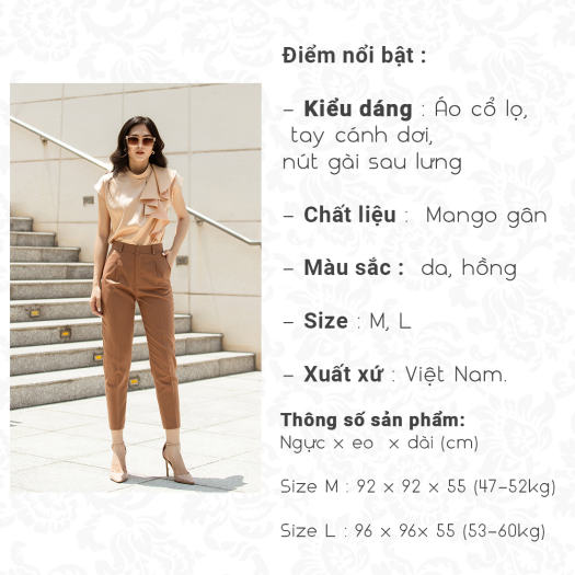 Áo kiểu nữ công sở thời trang Eden tay cánh dơi phối bèo - ASM148