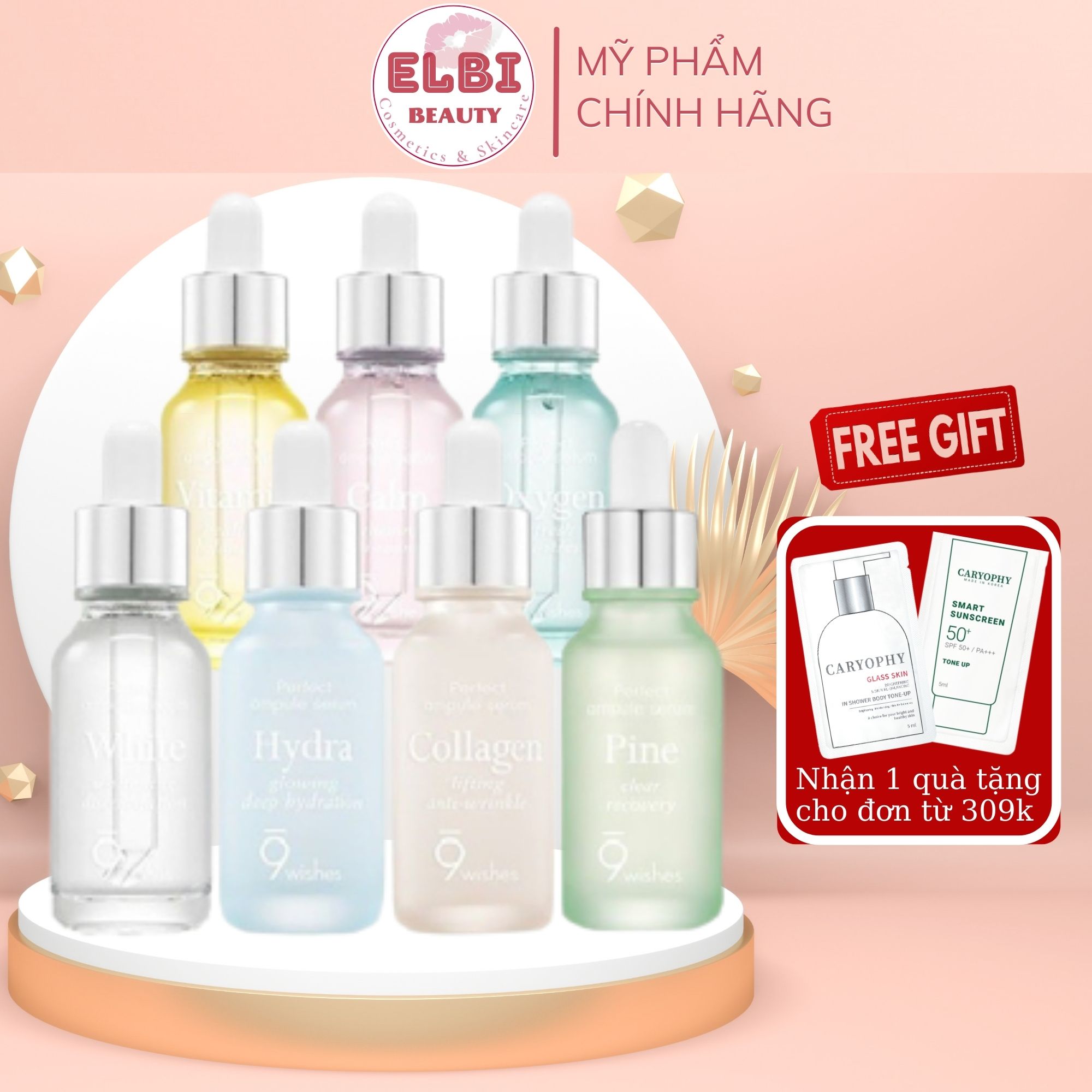Serum Cấp Nước 9 Wishes Hydra Glowing Deep Hydration Ampule Tinh Chất Cấp Ẩm Hydra Pine CollaGen Oxygen Vitamin Calm White 9Wishes 25ml
