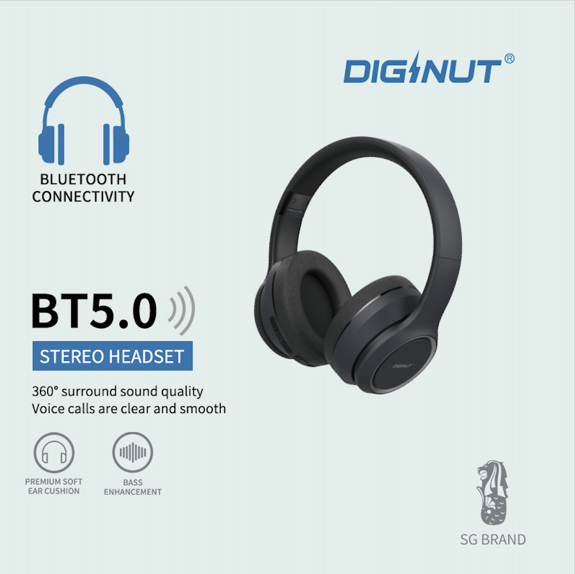 Diginut DH-10 Over-Head Wireless Headphone/ Waterproof & Sweat Resistant/ Long Battery Life
