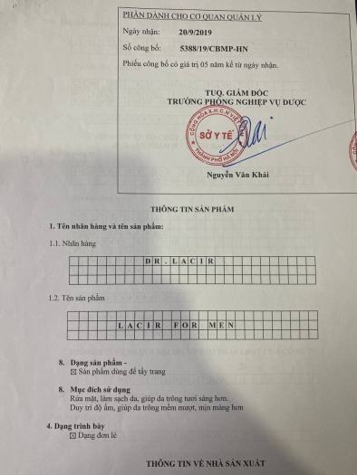 Sữa rữa mặt cho nam giới 3 in 1 của Dr.Lacir