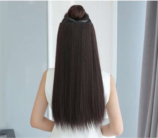 Tóc giả nửa đầu màu đen thẳng dài 60cm JFP05