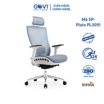 Ghế công thái học Ergonomic GOVI Plato PL3091 - Thiết kế tựa đầu điều chỉnh độ cao, tựa tay 3D nâng hạ, mâm ghế ngả sau, khóa cố định 3 vị trí