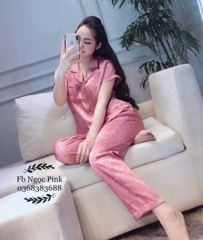 BỘ NGỦ PIJAMA CỘC TAY CHẤT LỤA GẤM SIÊU RẺ CHO NỮ
