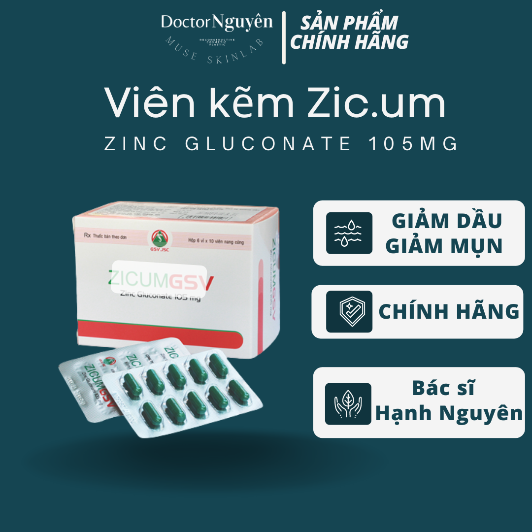 Viên Uống Kẽm ZInc Hỗ Trợ Giảm Dầu, Đẹp Da