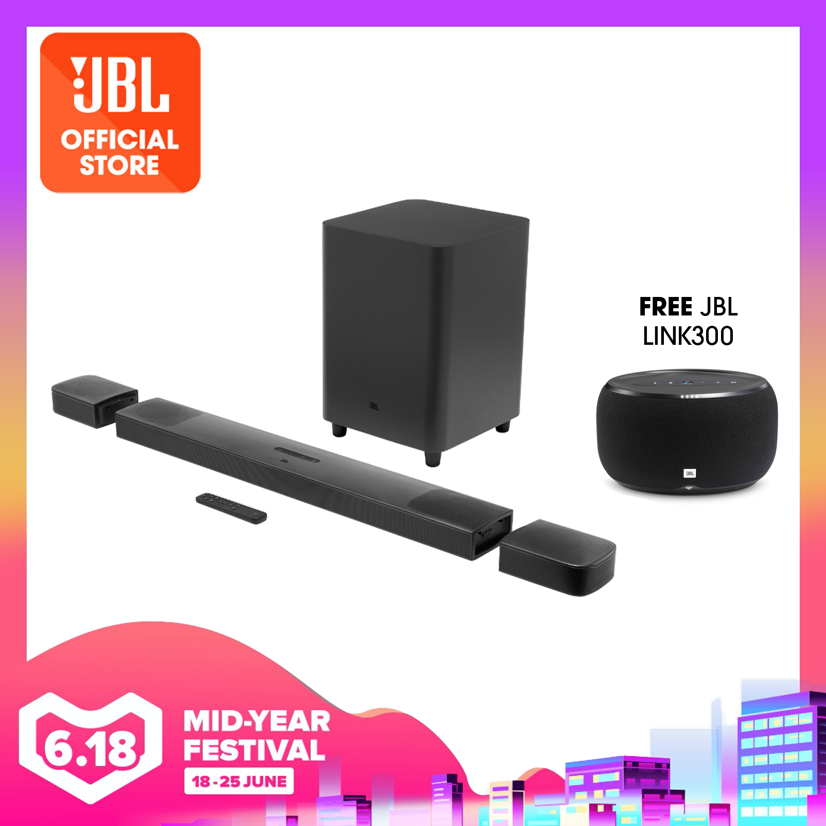 JBL BAR 9.1 True Wireless Surround with Dolby Atmos® with Free Link 300 Smart Speaker | Why Not Deals