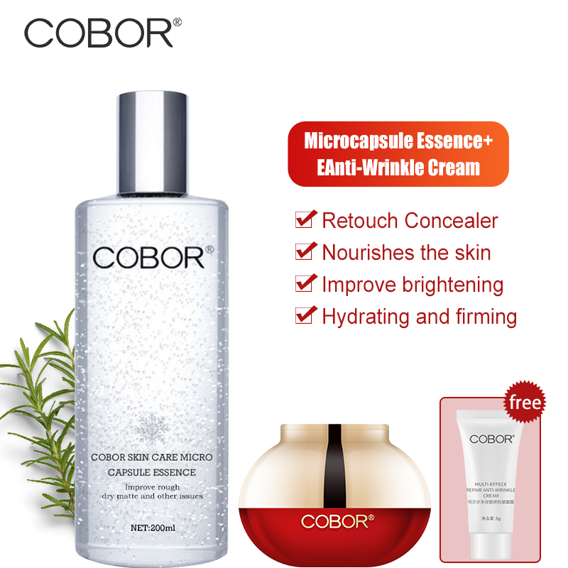 Gambar COBOR 50g Multi Effect Repair Anti Wrinkle Cream Improve Roughness Dryness Dullness Lighten Fine Lines and 200ml Skincare Micro Capsule Essence Hydrate and Moisturize With Free Sample Gift