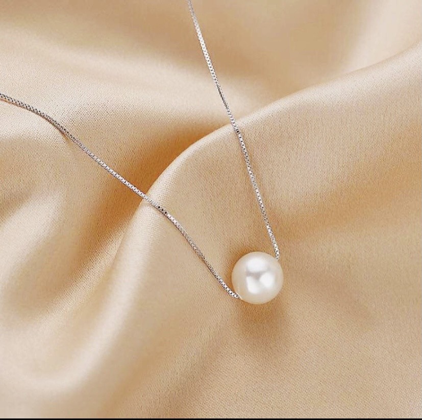 Vòng cổ chocker ngọc trai thật nước ngọt xuyên lõi BẠC