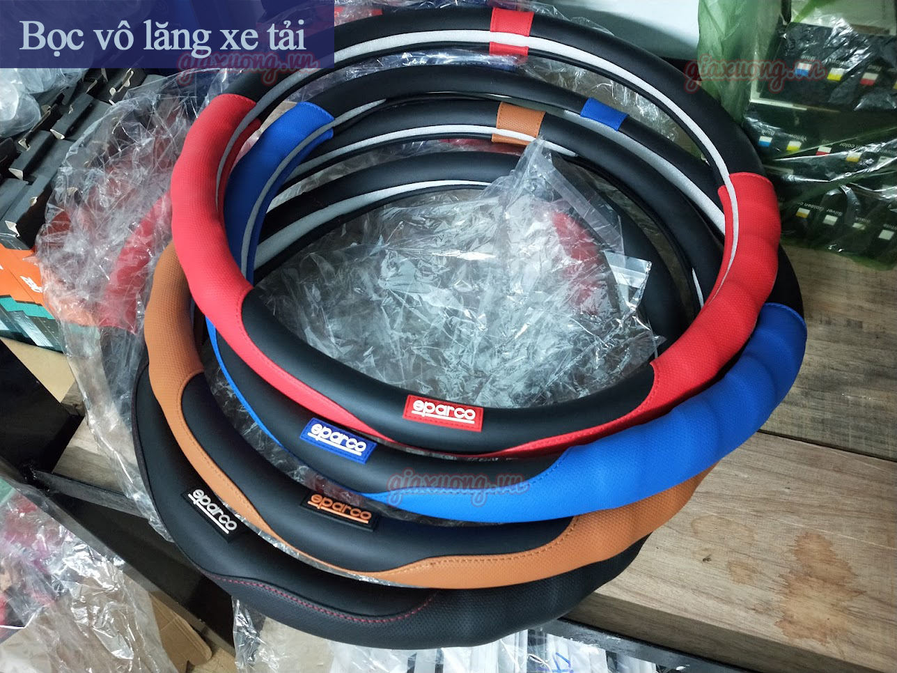 Bọc vô lăng ô tô tải, bọc vô lăng xe tải, vô lăng sparco, size lớn, sẵn kho giá xưởng