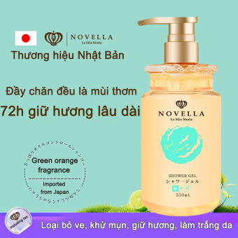 Sữa tắm NOVELLA làm trắng lâu dài Nhật Bản nhập khẩu chiết xuất hoạt tính tẩy da chết nhanh 550ml Sữa tắm làm trắng da Làm trắng da nhanh Tẩy tế bào chết giúp giữ ẩm làn da sáng, làm giảm mụn trứng cá hiệu quả, hương thơm lâu dài