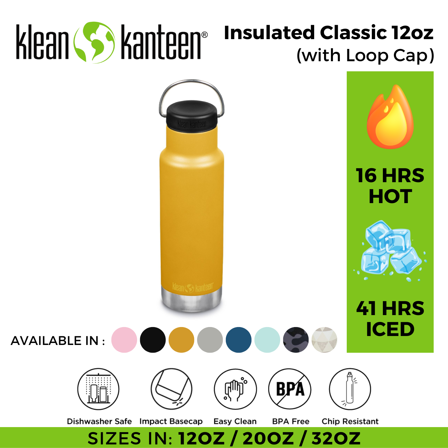 Klean Kanteen Insulated Classic 12 oz Black