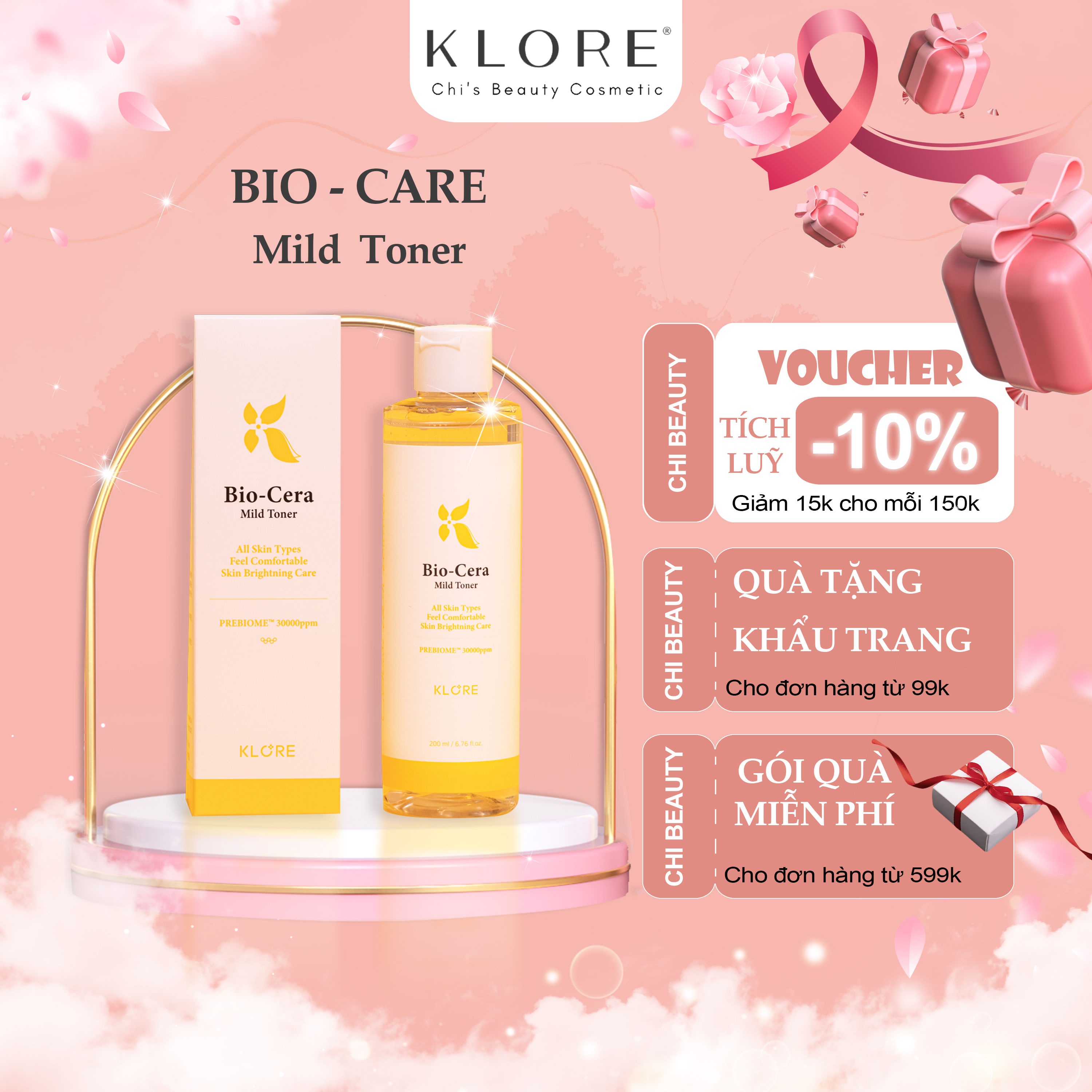 Sữa dưỡng Bio-Cera Mild Toner làm sạch sâu chứa một số dưỡng chất cần thiết cho da, cân bằng độ ẩm và độ pH. nước hoa hồng nhập khẩu Hàn Quốc - Chi's Comestic Beauty