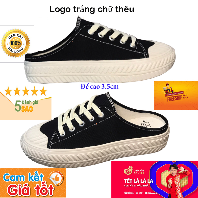 Giày sục thể thao nữ basic, chất liệu vải canvas, dáng học sinh, giày hot trend