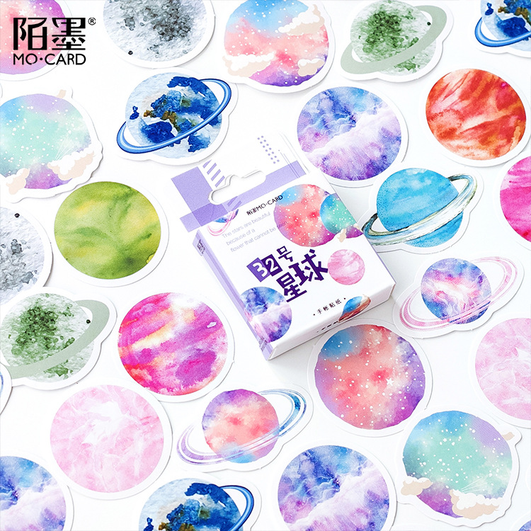 Hộp 45 sticker Hành Tinh Planet Trang trí planner scrapbook