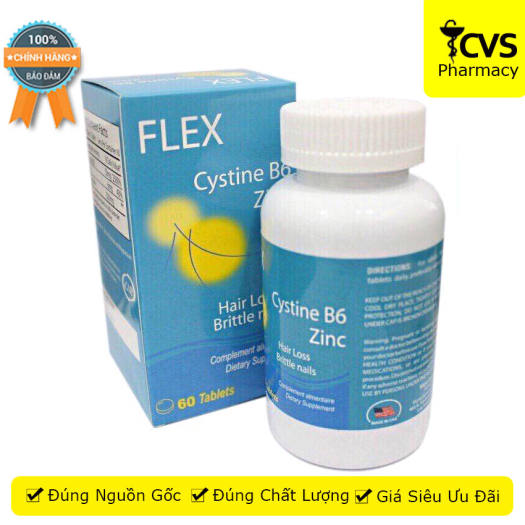 FLEX CYSTINE B6 ZINC - Viên uống chống rụng tóc đồng thời giúp mọc tóc nhanh trở lại và bóng mượt hơn cvspharmacy
