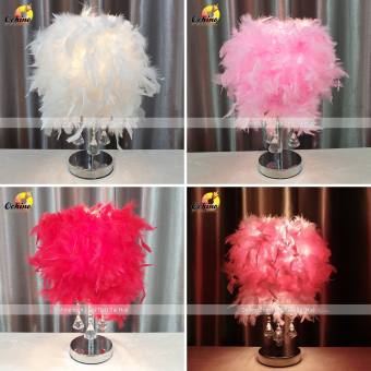 Đèn Ngủ, Đèn Ngủ lông vũ, Đèn, Đèn lông vũ Trang Trí, Đèn Lông vũ Để Bàn Đính Đá Size Lớn ( Đủ Màu Chọn)