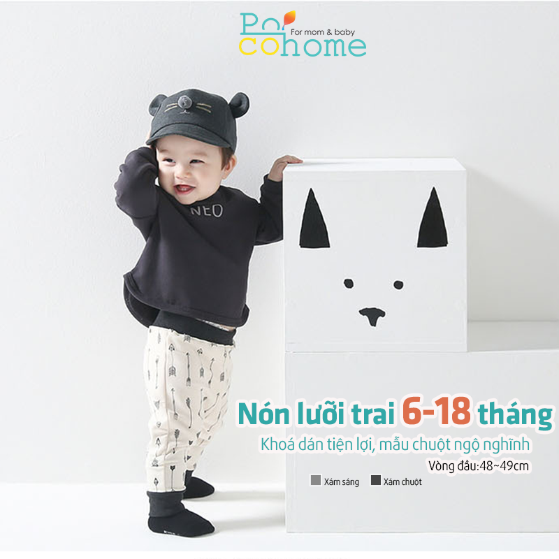 Mũ nón lưỡi trai chuột dễ thương cho bé trai, bé gái từ 6-18 tháng thiết kế tai thỏ đáng yêu phong cách Hàn Quốc Hot