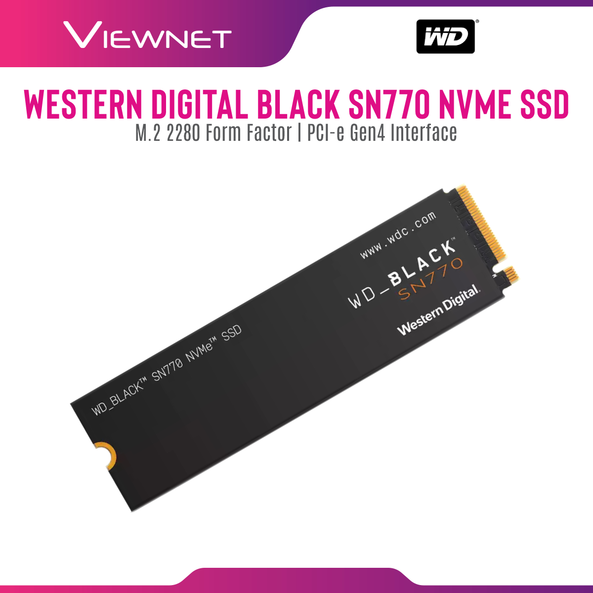 Western Digital WD_BLACK SN770 NVMeâ„¢ SSD, Available Capacity 500GB, 1TB, 2TB